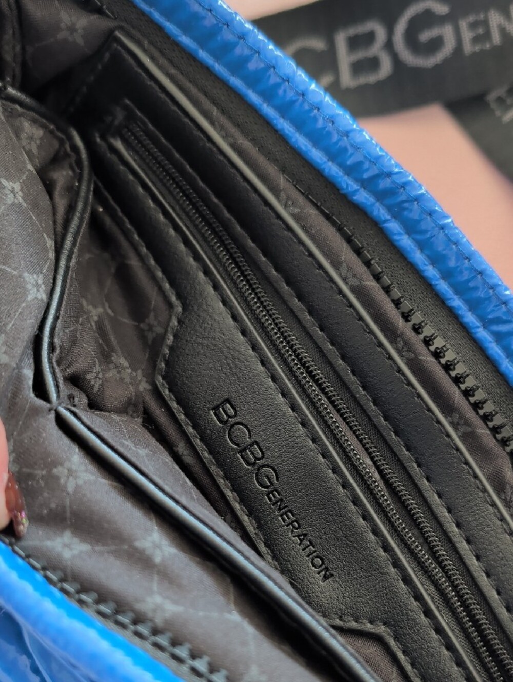 BCBGeneration Bright Blue Quilted Belt Bag with Branded Strap - Picture 3 of 4